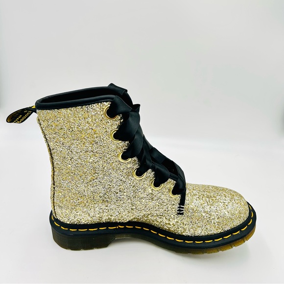 Dr Marten boots 1460 Farrah Gold Glitter Combat Ankle boots New Women Size 6 - Picture 5 of 11